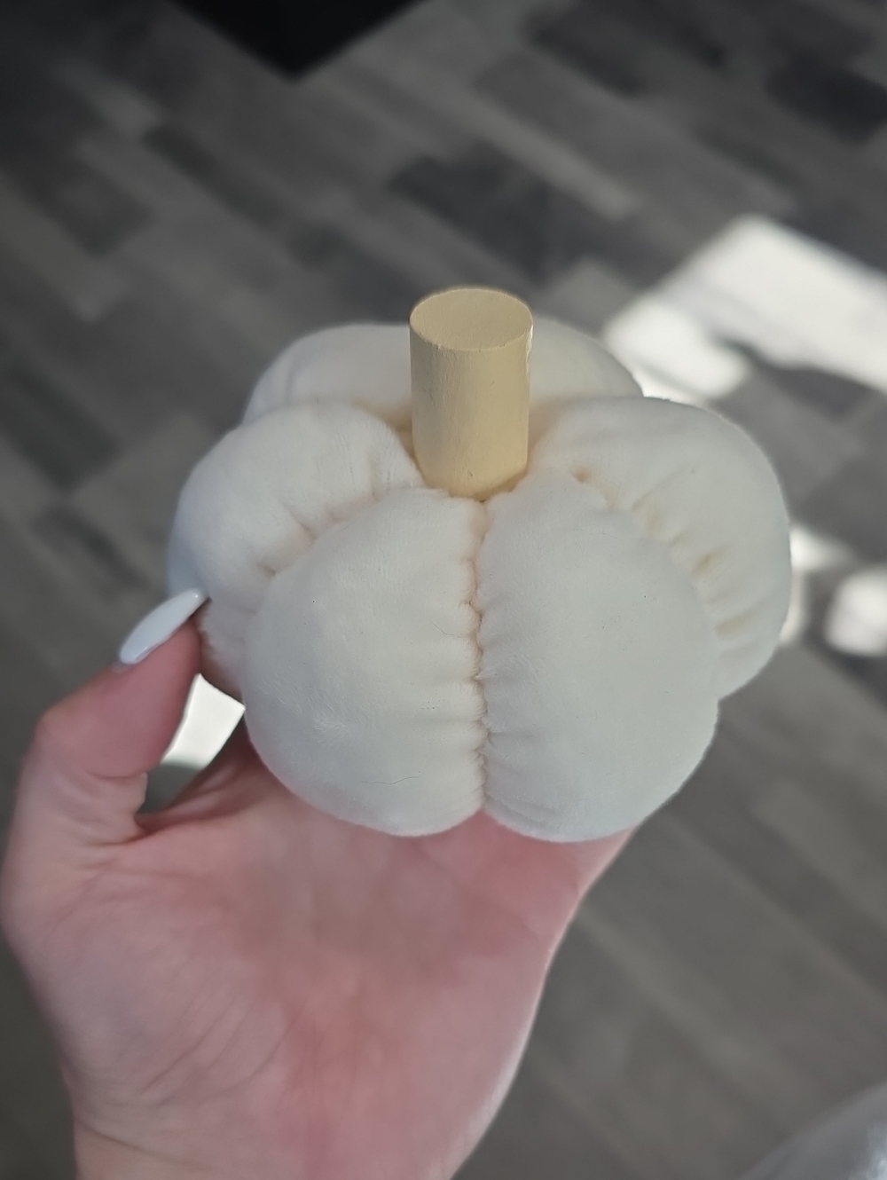 Handcrafted Cream Plush Velvet Pumpkin Home Accent Decor